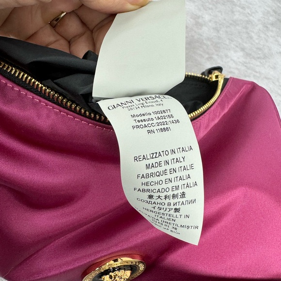Versace NEW Nylon Palazzo Medusa Shoulder Bag Dahlia - Picture 13 of 16
